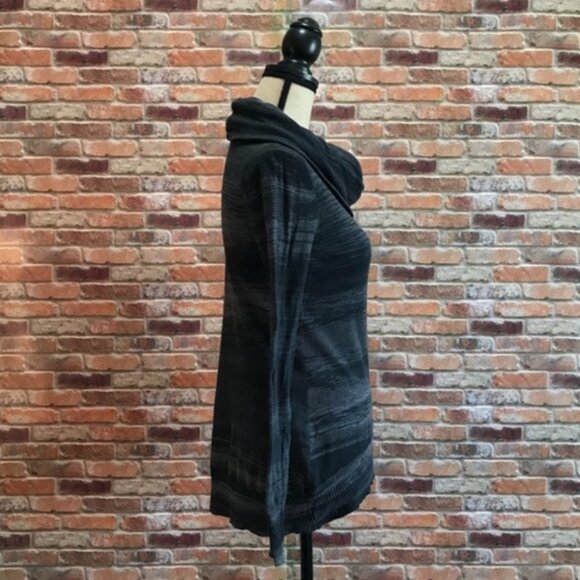 ATHLETA | gray space dye Ashland cowl neck ribbed hi low long sleeve sweater L - Picture 9 of 16